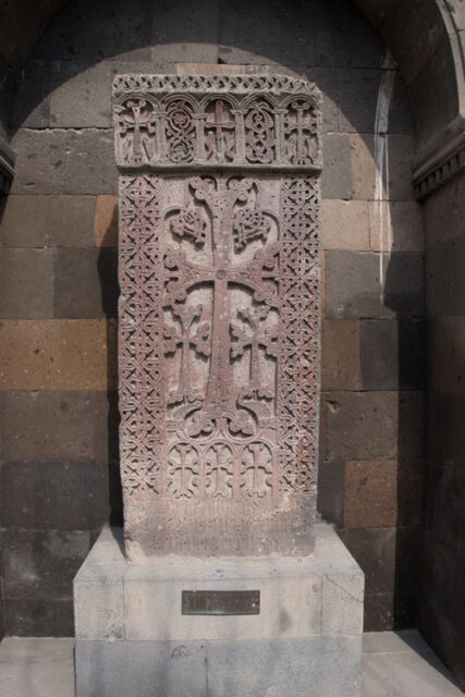 Armenian-stone-cross--khachkar-in-Echmiadzin