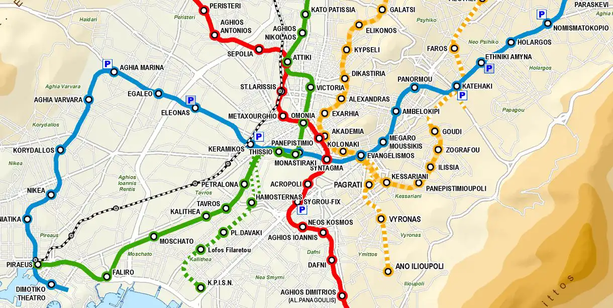 mapa metro atenas aeropuerto